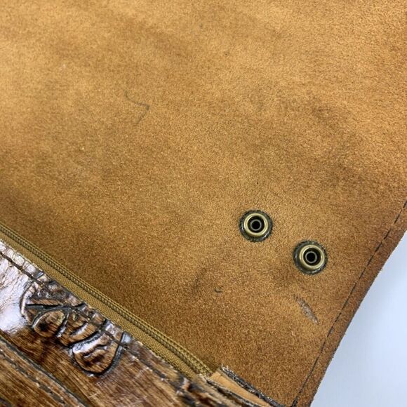 Patricia Nash Lanza Rose Tooled Leather Clutch Wristlet Brown Clasp Flap Small - Picture 9 of 16